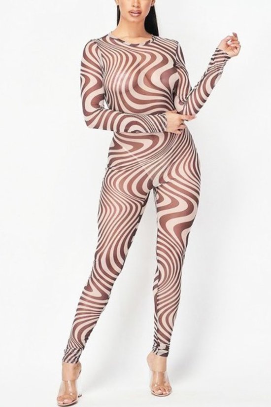 Mesh Striped Jumpsuit