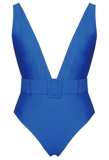 Royal Blue Plunge Neck Swimsuit